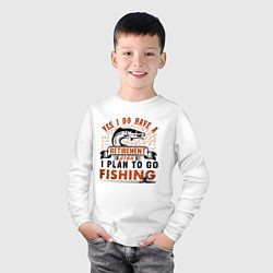 Лонгслив хлопковый детский I plan to fishing, цвет: белый — фото 2