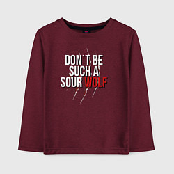 Лонгслив хлопковый детский Dont be such a sour wolf, цвет: меланж-бордовый