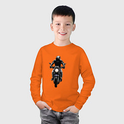 Лонгслив хлопковый детский Байкер, цвет: оранжевый — фото 2