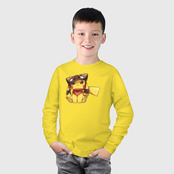 Лонгслив хлопковый детский Пикачу летчик, цвет: желтый — фото 2
