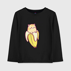 Лонгслив хлопковый детский Кот в банане, цвет: черный