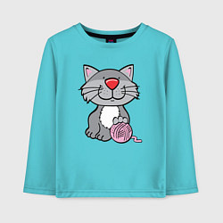Лонгслив хлопковый детский Smiling Cat, цвет: бирюзовый