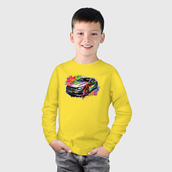 Лонгслив хлопковый детский Мерседес в красках, цвет: желтый — фото 2