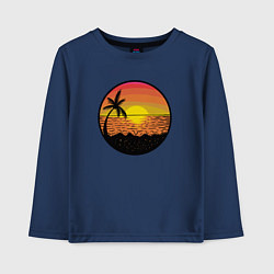Лонгслив хлопковый детский Закат солнце на пляже, цвет: тёмно-синий