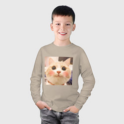 Лонгслив хлопковый детский Мем про котов, цвет: миндальный — фото 2