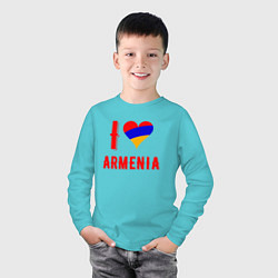 Лонгслив хлопковый детский I Love Armenia, цвет: бирюзовый — фото 2