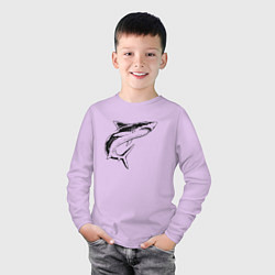 Лонгслив хлопковый детский Акула, цвет: лаванда — фото 2