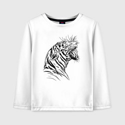 Детский лонгслив Чёрно белый рисунок тигра