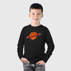Лонгслив хлопковый детский Basketball Planet, цвет: черный — фото 2