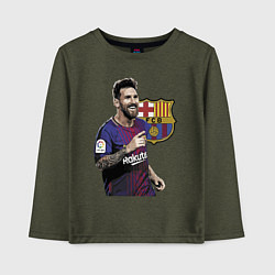 Лонгслив хлопковый детский Lionel Messi Barcelona Argentina, цвет: меланж-хаки