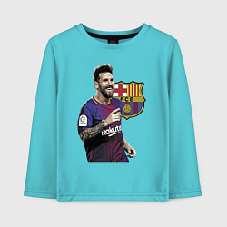 Лонгслив хлопковый детский Lionel Messi Barcelona Argentina, цвет: бирюзовый