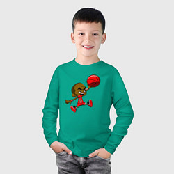 Лонгслив хлопковый детский Super Jordan, цвет: зеленый — фото 2