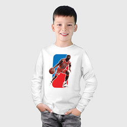 Лонгслив хлопковый детский NBA - Jordan, цвет: белый — фото 2
