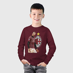 Лонгслив хлопковый детский Zlatan Ibrahimovic Milan Italy, цвет: меланж-бордовый — фото 2