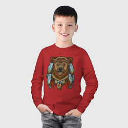 Лонгслив хлопковый детский Славянский медведь, цвет: красный — фото 2