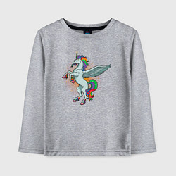 Лонгслив хлопковый детский Единорог с крыльями, цвет: меланж