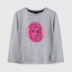 Лонгслив хлопковый детский Лев в очках, цвет: меланж