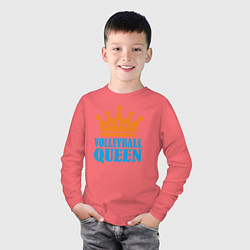 Лонгслив хлопковый детский Королева Волейбола, цвет: коралловый — фото 2