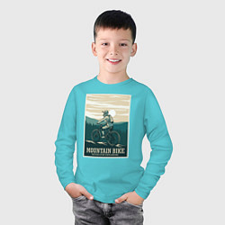 Лонгслив хлопковый детский Покоритель гор, цвет: бирюзовый — фото 2