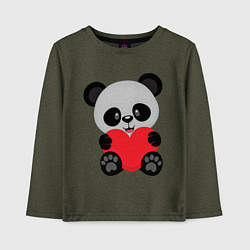 Лонгслив хлопковый детский Love Панда, цвет: меланж-хаки