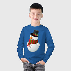 Лонгслив хлопковый детский Снеговик, цвет: синий — фото 2