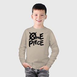 Лонгслив хлопковый детский One Piece Большой куш лого, цвет: миндальный — фото 2
