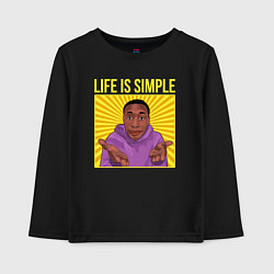 Лонгслив хлопковый детский Life is simple!, цвет: черный