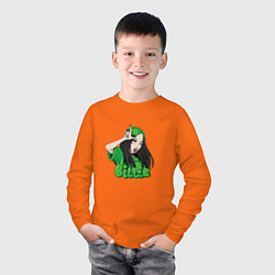 Лонгслив хлопковый детский BILLIE EILISH, цвет: оранжевый — фото 2