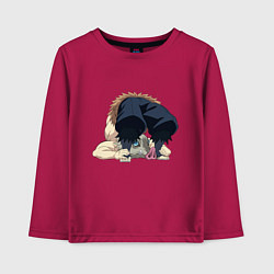 Лонгслив хлопковый детский Клинок, рассекающий демонов, цвет: маджента