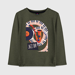 Лонгслив хлопковый детский Джаз, цвет: меланж-хаки
