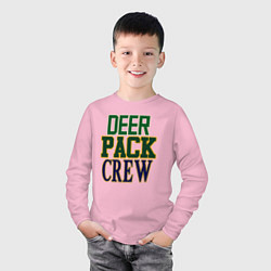 Лонгслив хлопковый детский Deer Pack Crew, цвет: светло-розовый — фото 2