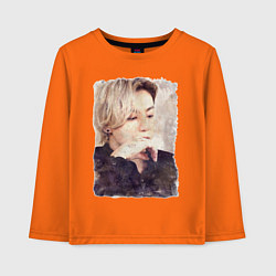 Лонгслив хлопковый детский Задумчивый Чонгук, цвет: оранжевый