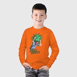 Лонгслив хлопковый детский Pandemic Survivor, цвет: оранжевый — фото 2