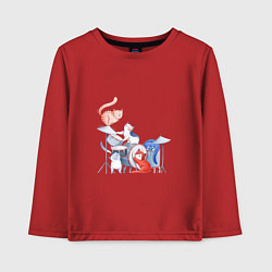 Лонгслив хлопковый детский Кошачья группа, цвет: красный