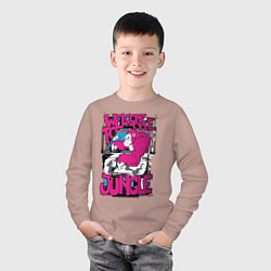 Лонгслив хлопковый детский Обезьяна водитель, цвет: пыльно-розовый — фото 2