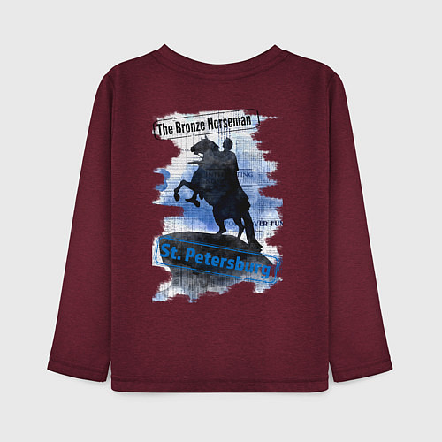 Детский лонгслив The Bronze Horseman / Меланж-бордовый – фото 2