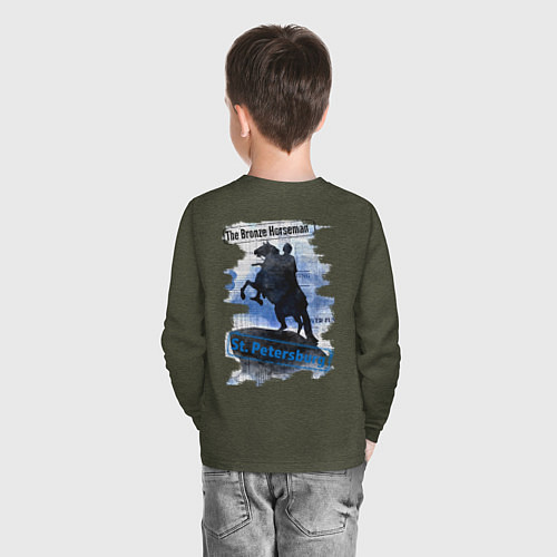 Детский лонгслив The Bronze Horseman / Меланж-хаки – фото 4