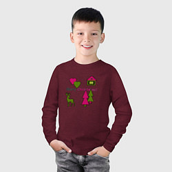 Лонгслив хлопковый детский С рождеством!, цвет: меланж-бордовый — фото 2