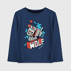 Лонгслив хлопковый детский Майнкрафт Волк, Minecraft Wolf, цвет: тёмно-синий