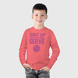 Лонгслив хлопковый детский Shut Up And Serve, цвет: коралловый — фото 2