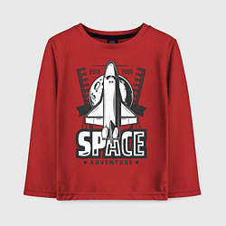 Лонгслив хлопковый детский Космический корабль, цвет: красный