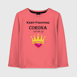 Лонгслив хлопковый детский Fighting Corona, цвет: коралловый