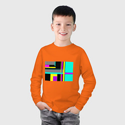 Лонгслив хлопковый детский Геометрический неоновый узор, цвет: оранжевый — фото 2