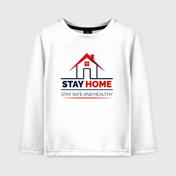 Лонгслив хлопковый детский Stay Home, цвет: белый