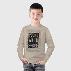 Лонгслив хлопковый детский YOUNG WILD &FREE, цвет: миндальный — фото 2