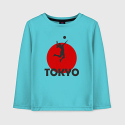 Лонгслив хлопковый детский Tokyo Volleyball, цвет: бирюзовый
