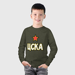 Лонгслив хлопковый детский ЦСКА, цвет: меланж-хаки — фото 2