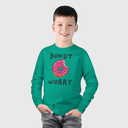 Лонгслив хлопковый детский Не беспокойся Donut worry, цвет: зеленый — фото 2