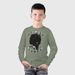 Лонгслив хлопковый детский Иллюстрация Волка, цвет: авокадо — фото 2