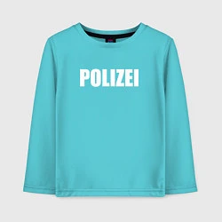 Лонгслив хлопковый детский POLIZEI Полиция Надпись Белая, цвет: бирюзовый